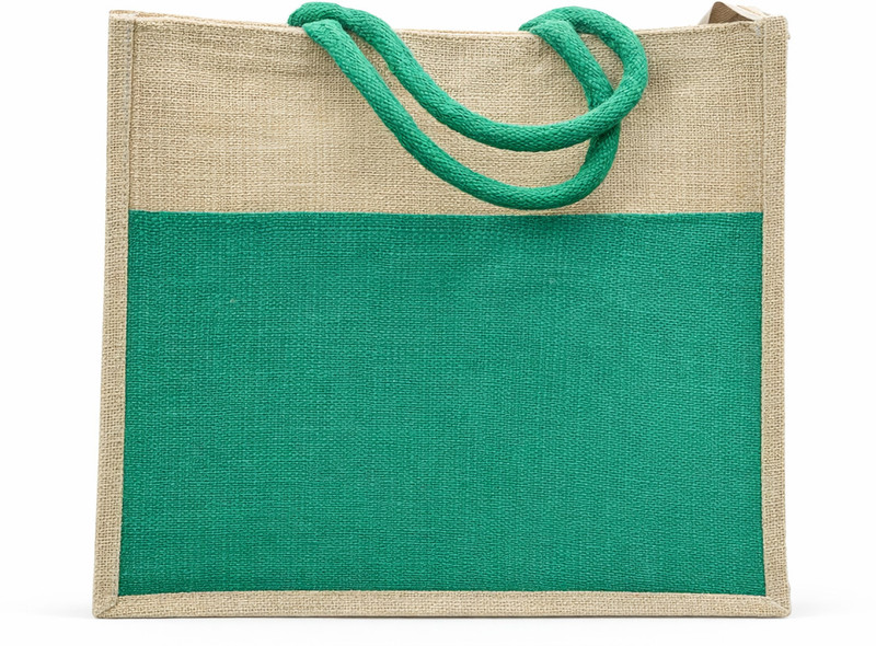 ROMEOJAAN ENTERPRISES Green Jute Tote Bag for Women, Office, Grocery, Shopping, Travel & Daily Use Grocery Bag(Green)