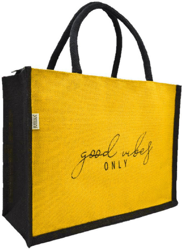 JUTEKA JB331FF Grocery Bag(Yellow, Black)