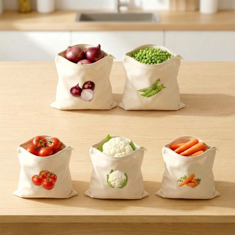 DRYVIK VEGBAG Pack of 5 Grocery Bags(Beige)