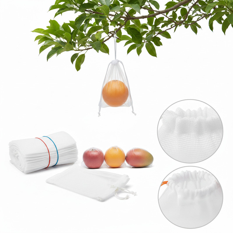 ZIMBLE ZIMBAL Fruit Protection & Vegetable Storage Net Bags for Fridge & Garden Pack of 60 Grocery Bags(White)
