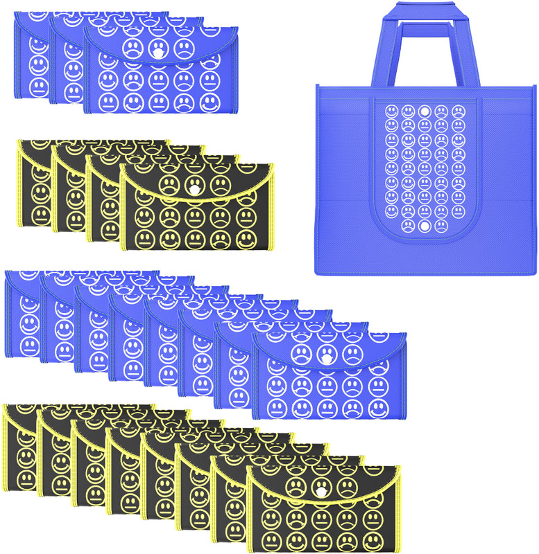KUBER INDUSTRIES Pack of 48 Smile Foldable Unisex Shopping Bags | Orange & Black Yellow Pack of 48 Grocery Bags(Orange, Black, Yellow)