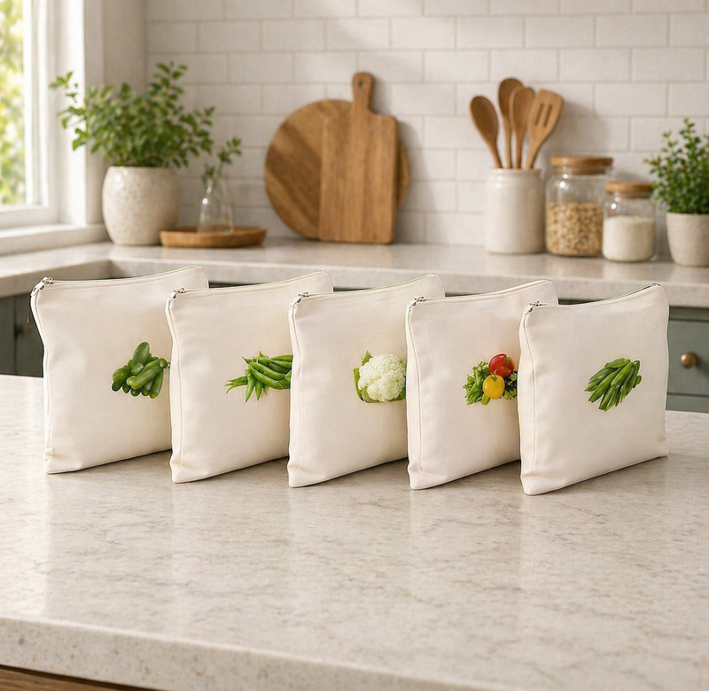 cropito Eco-Friendly Fridge Storage Bags for Fruits & Vegetables, Reusable Set Pack of 6 Grocery Bags(White)