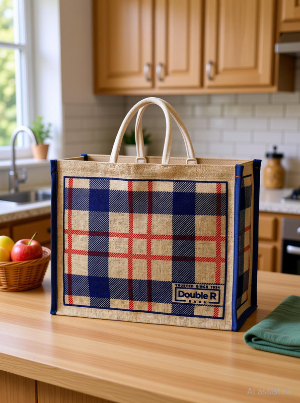 DOUBLE R BAGS Heavy Duty Large Eco Jute Cloth Grocery Shopping Bag For Men With Carry Handle Grocery Bag(Blue)