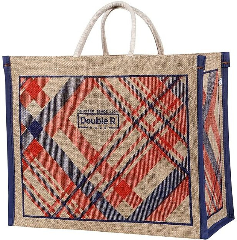 DOUBLE R BAGS Heavy Duty Large Eco Jute Tote Bag for Men & Women Pack of 5 Grocery Bags(Red)