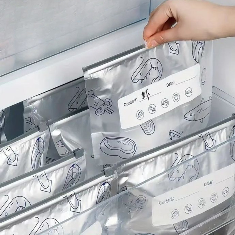 NPN Aluminium Food Storage Bags 10 Pieces Reusable Zip Lock Freezer Bags Pack of 10 Grocery Bags(Silver)