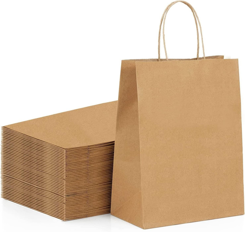 GREENNEST 100GSM Paper Bags with Handle | Eco-Friendly Disposable Bags (10X3.5X10) Pack of 25 Grocery Bags(Brown)
