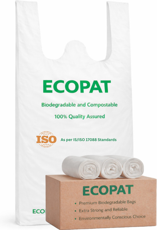 ECOPAT Biodegradable Carry Bags Pack of 200 Grocery Bags(White)