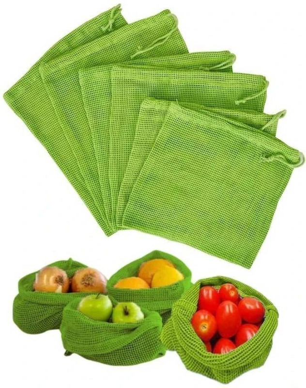 FAB ELLITE Cotton Vegetable Storage Bags Fridge Sabji Reusable Eco Friendly Grocery pouch Pack of 3 Grocery Bags(Green)