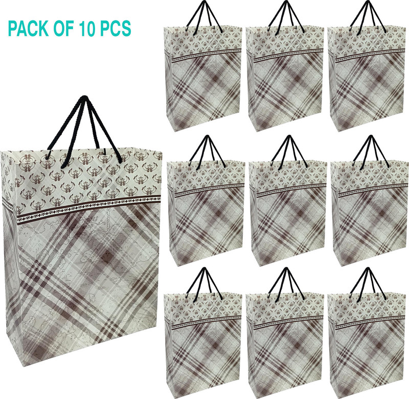 Aakriti Pirate Map Paper Gift Bags with Handles for All Occasions, 12.2"x10"x3.7" Pack of 10 Grocery Bags(Multicolor, White, Brown)