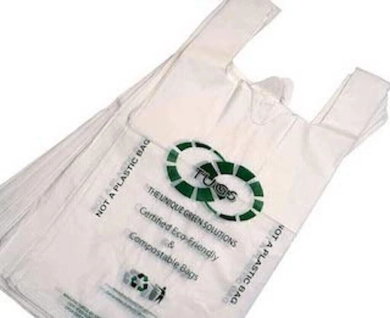 TUGS Biodegradable & Compostable Certified Eco-Friendly Carry Bags 500 Gram Pack of 150 Grocery Bags(Beige)