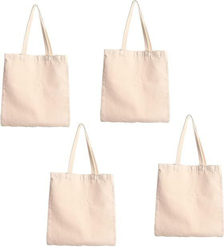 adhyah Reusable Cotton Grocery Bags – Pack of 4 | Eco-Friendly Shopping Tote Pack of 4 Grocery Bags(Beige)