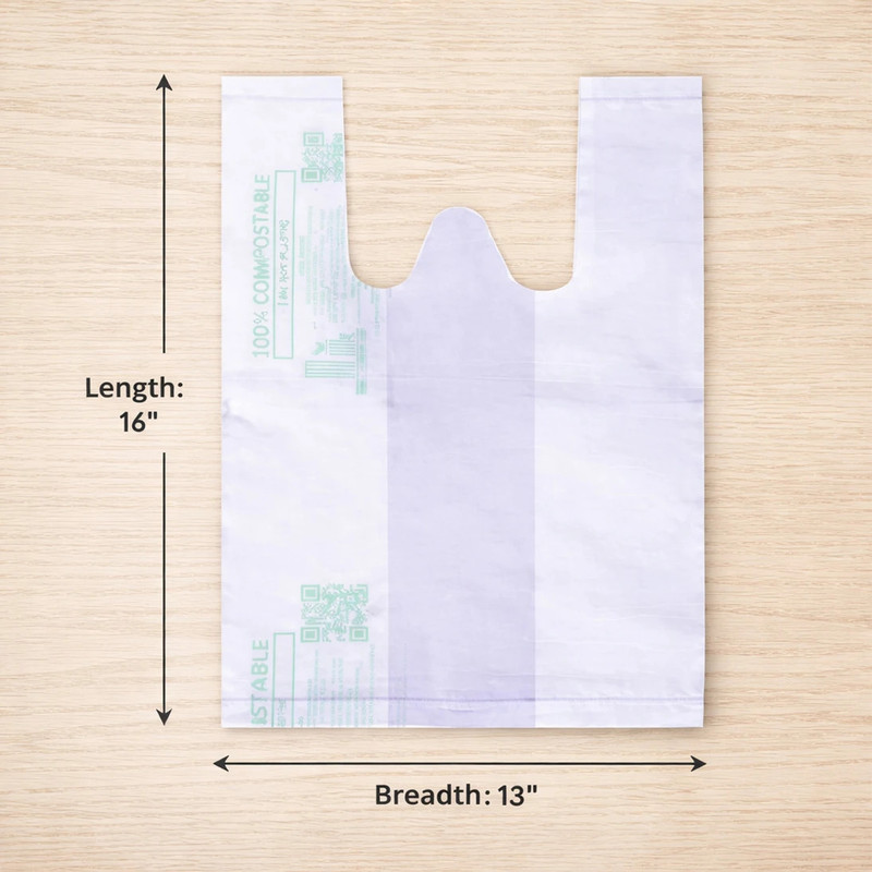 Maa Tara Property Compostable Biodegradable Carry Bags 16x13 Sizes Pack of 45 Pack of 45 Grocery Bags(White)