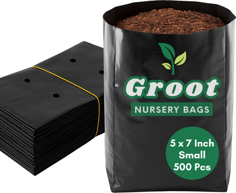 GROOT Small, 5X7 inch, 500 PCS Nursery bags for Plants Plastic Grow Bags Container Grow Bag