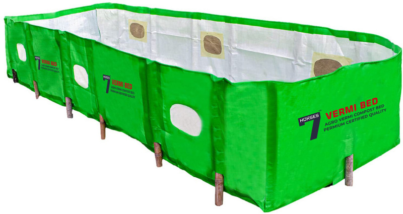 Seven Horses HDPE 350GSM Vermicompost Maker Bed(8x4x2 FT)-100% Virgin Polyethylene Fabric Grow Bag