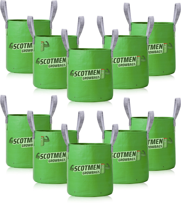 SCOTMEN UV Treated Terrace gardening Grow bag with Grey Handle 12x12 Pack of 10 Grow Bag