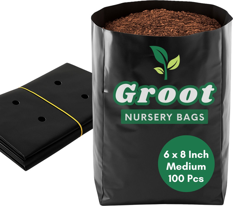 GROOT Small, 6 X 8 INCH 100 PCS Plastic Grow Nursery Plant Bags Plant Container Garden Grow Bag