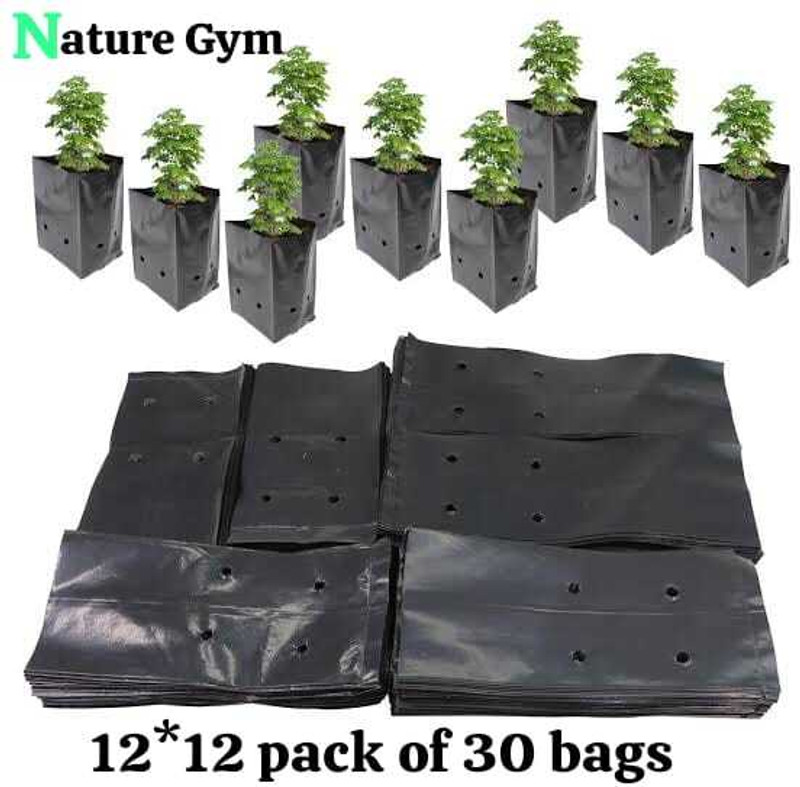 Naturegym 12x12 Nursery Bags Pack of 30 Plastic poly Grow Bag