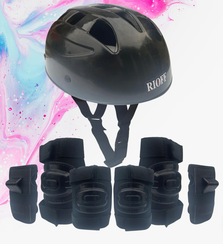 Rioff Skating Guard for Skating, Cycling, Running for Kids,Boys,Girls (Black) Skating Guard Combo
