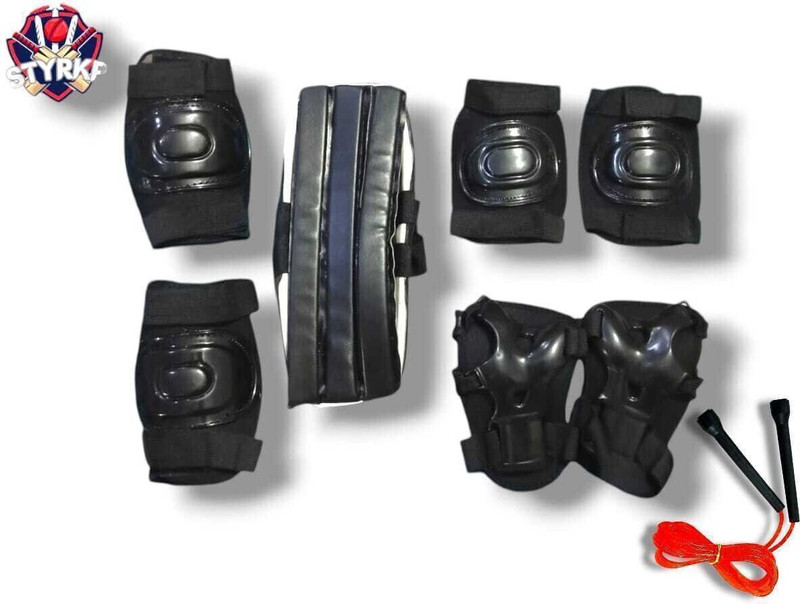 STYRKR Protective Gear Set/Kit for Ice and Roller Cycling Skating With Skipping Skating Guard Combo(Black)