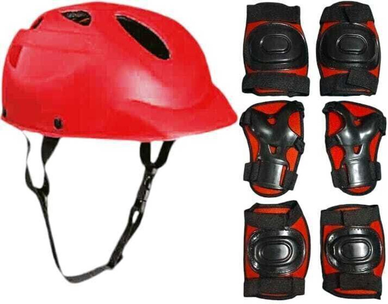 STYRKR Multi Sports Helmet for Cycling, Skating, Skateboarding Skating Guard Combo(Red)