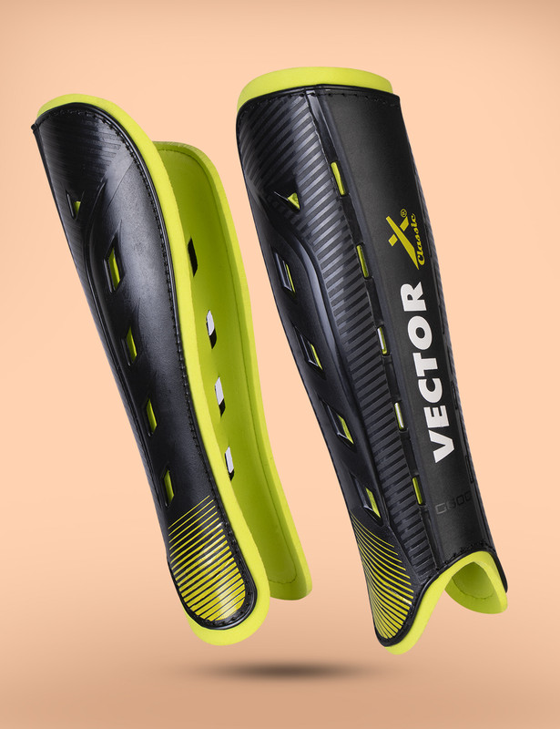VECTOR X Field Practice Training PPCP Shell|Double 360� Velcro Straps|Air Mesh Cushioning Hockey Shin Guard(Black)
