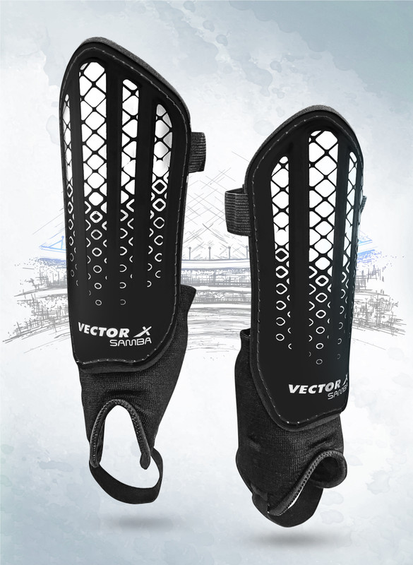 VECTOR X Samba 5mm EVA Cusion+Adjustable Ankle Strap|Training & Practice|Junior Girl Boy Football Shin Guard