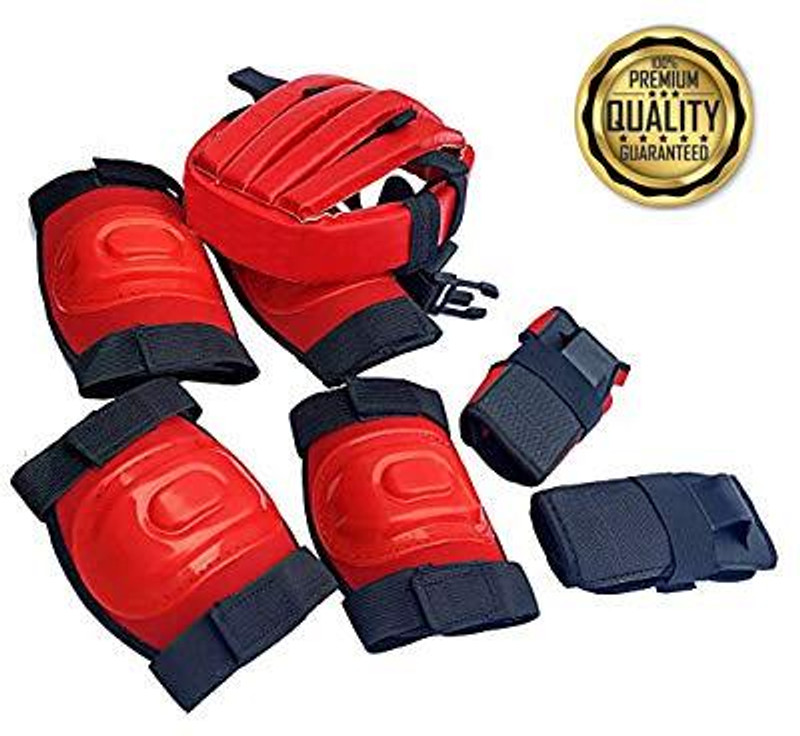 Rakso Skating & Cycling Protective Safety Kit Set 7 To 12 Year Skating Guard Combo(Red, Green)