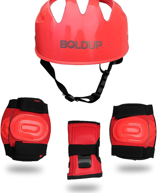 BOLDUP Skating Protective Kit Safety Set for Kids & Adults Knee,Elbow,Wrist Guards red Skating Guard Combo(Red)