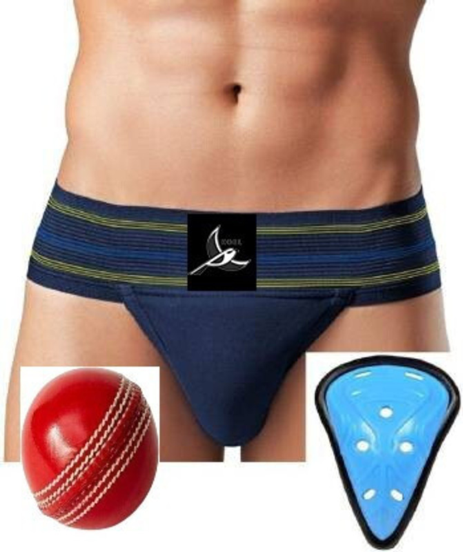 Koel Cricket Supporter Large || Abdominal-Guard Youth || 2 pcs Leather Ball Abdominal Guard(Black)