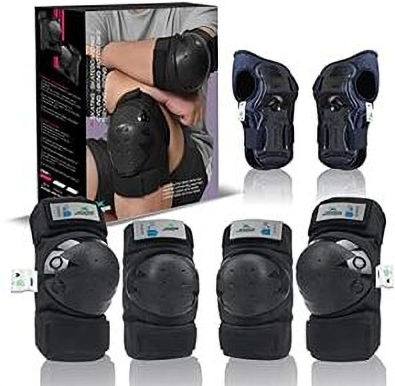 Jaspo Plastron Saver 3 Professional Protective Set (Knee/Elbow/Wrist Guard) Skating Guard Combo(Black)