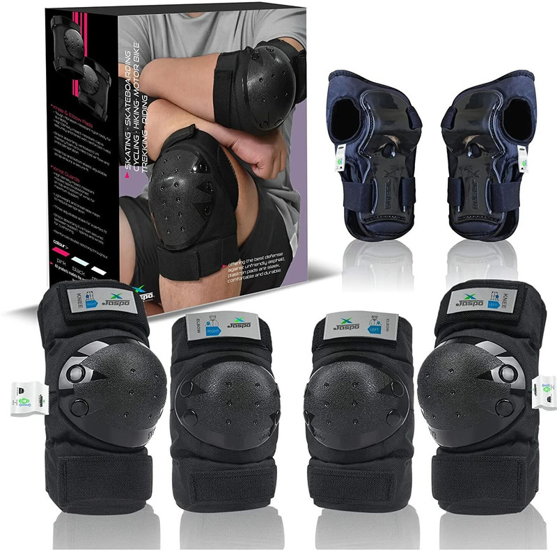 Jaspo Plastron Saver 3 Professional Protective Set for Kids/Teens (Medium-upto-15 yrs) Skating Guard Combo(Black)