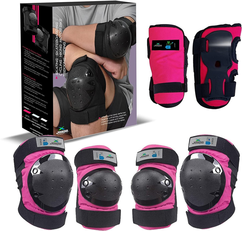 Jaspo Plastron Saver 3 Professional Multi Purpose Protective Kit (Medium upto 15yrs) Skating Guard Combo(Pink, Black)