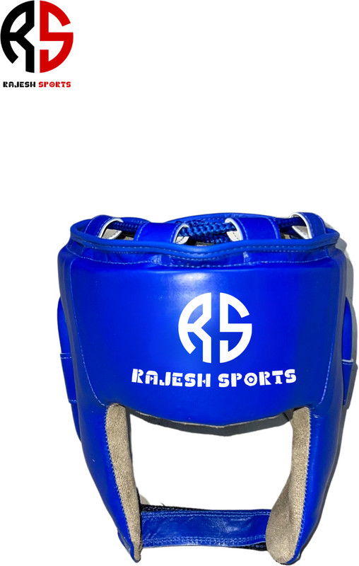 RAJESH SPORTS 100% Genuine Leather Contest Protective Boxing & Wushu Head Guard Medium Red Boxing Head Guard(Red)