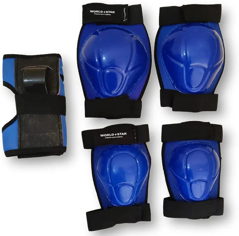 Worldstar Stylish Mould Knee guard, Elbow guard and Gloves for Cycling/ Skating Guard Combo(Blue)
