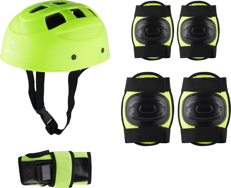 ArrowMax PROTECTIVE SET HELMET ELBOW KNEE PALM GUARD KIT FOR KIDS SAFETY GUARD COMBO Skating Guard Combo(Green)