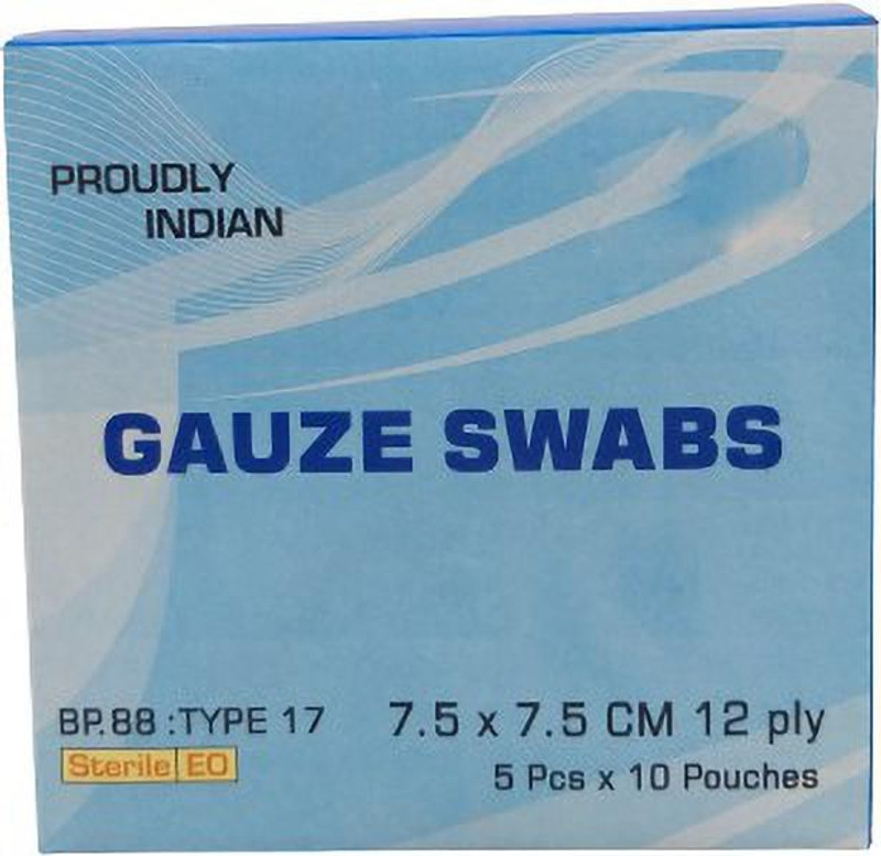 Tendercott Sterile Gauze Swab 7.5 X 7.5 cm 12 ply | PACK OF 50 counts Sterile Gauge Roll(7.5 cm 7.5 cm 50 Rolls)