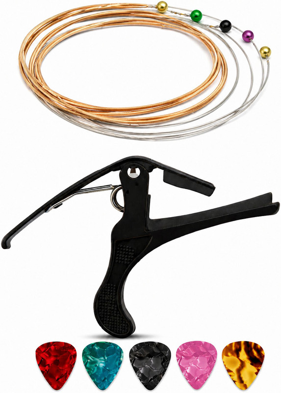 TechBlaze Guitar Capo for Acoustic Guitars Metal Alloy Capotastos One Handed Trigger Guitar Capo with free Picks for Acoustic Guitar, Electric and Ukulele Capo, Capo and Picks Combo Clutch Guitar Capo(black)