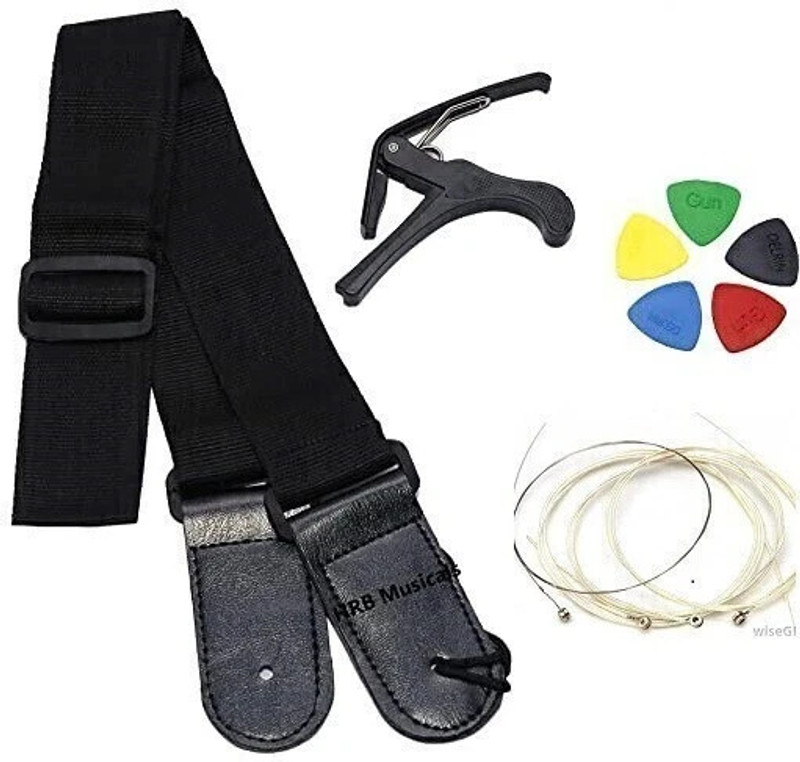 TechBlaze Guitar Belt Strap & One Handed Trigger Capo ,String, picks for Acoustic Guitar Clutch Guitar Capo(black)