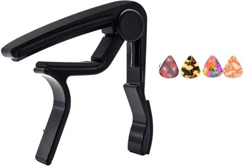 PENNYCREEK Guitar Capo with 4 Picks, Quick Change Trigger Capo For Acoustic Guitar Clutch Guitar Capo(Black)