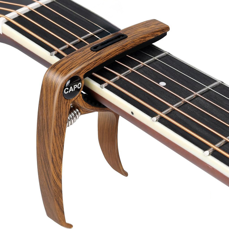 Climberty Alloy Guitar Capo with Silicone Pad for Acoustic Electric and Ukulele Spring Guitar Capo(Brown)