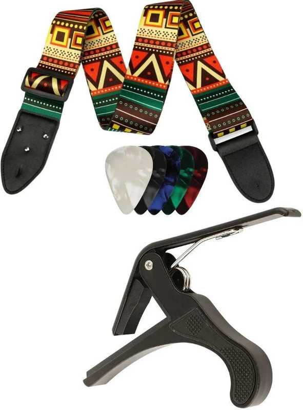 AMG Music Guitar Strap with Quick Change Metal Capo Guitar Belt For All Types of Guitar Clutch Guitar Capo(Black)