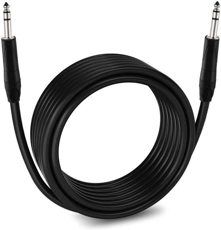 AMG Music Guitar Cable , (1/4) TRS to (1/4) TRS Stereo Audio Cable for Mixer Amplifier Single Angled TRS Patch Cable(3 m in Length)