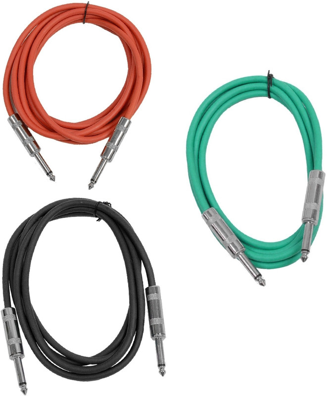 MORTAS (pack of 3) 6.35mm Mono Jack Male To 6.35 mm Male 1/4" TS to 1/4" cable Straight TS Patch Cable(1.5 m in Length)