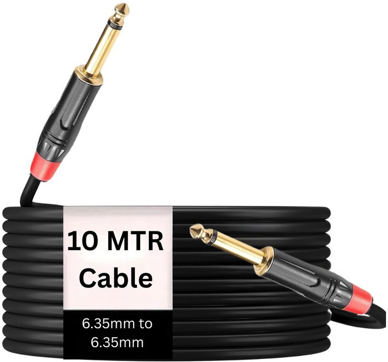 Urban Infotech 10 Meter 6.35mm Mono Audio Cable – TS to TS Instrument Patch Cord Double Angled TRS Patch Cable(10 m in Length)
