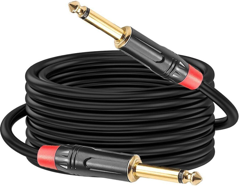 IMAGINEA 3M Guitar Cable for Acoustic Electric Guitar 6.5mm Male to Male Instrument Cable Double Angled TS Patch Cable(3 m in Length)