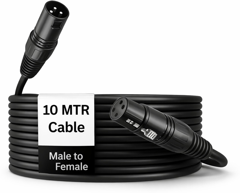 Urban Infotech 10 Mtr Microphone Cable - XLR Male to Female - 100% Pure Oxygen-Free Copper Wire Single Angled XLR Patch Cable(10 m in Length)