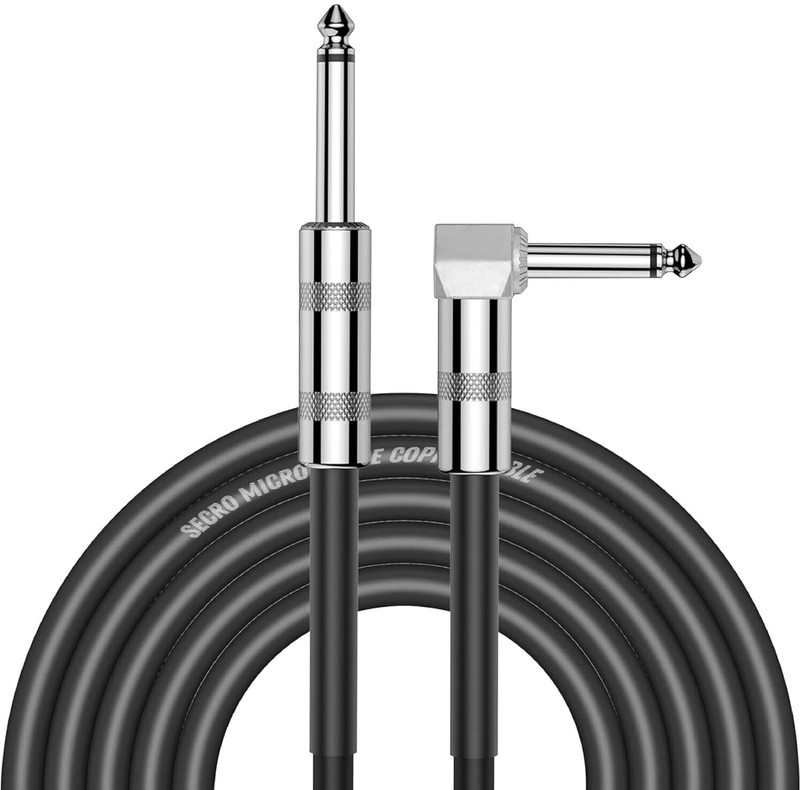 Wicrotec Guitar Cable Premium Electric Instrument Bass Cable AMP Cord Single Angled TRS Patch Cable(3 m in Length)