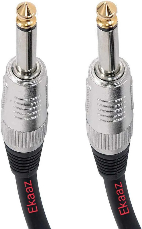 EKAAZ 10 Meters/32ft Premium Guitar Instrument Cable 6.35mm Mono Jack Male To 6.35 Straight TS Patch Cable(10 m in Length)