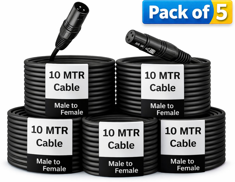 Urban Infotech XLR Cable for Condenser Microphone Male to Female Connector 3-Pin Copper Wire Single Angled XLR Patch Cable(10 m in Length)