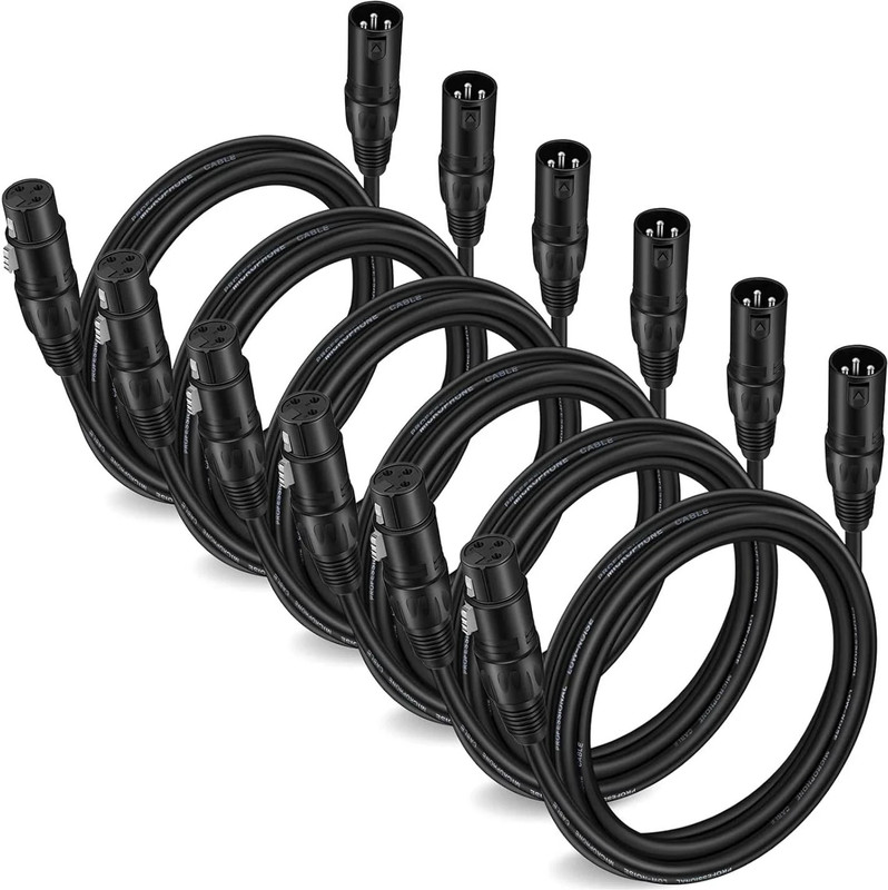 AMG Music 6 Qty 10 Feet XLR Male to Female XLR Cable for Microphone Mixer DJ Light Straight XLR Patch Cable(3 m in Length)